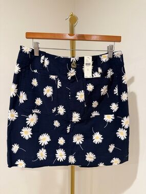 Anthropologie Maeve Navy Daisy-Print Mini Skirt